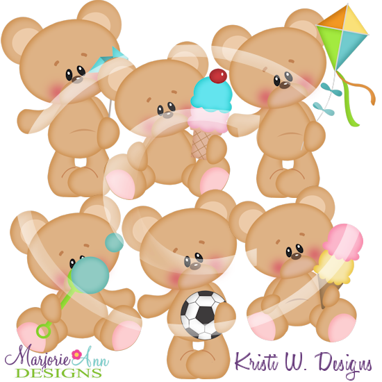 Marshmallow Bear Summer Fun SVG Cutting Files Includes Clipart - Click Image to Close